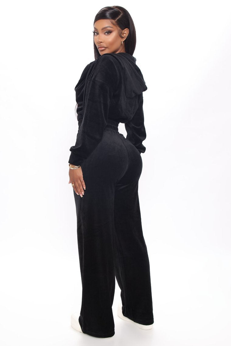 Fashion Women's Winter casual suits Long Sleeve Velvet Zipper Coat and Pants 2-piece sportswear set