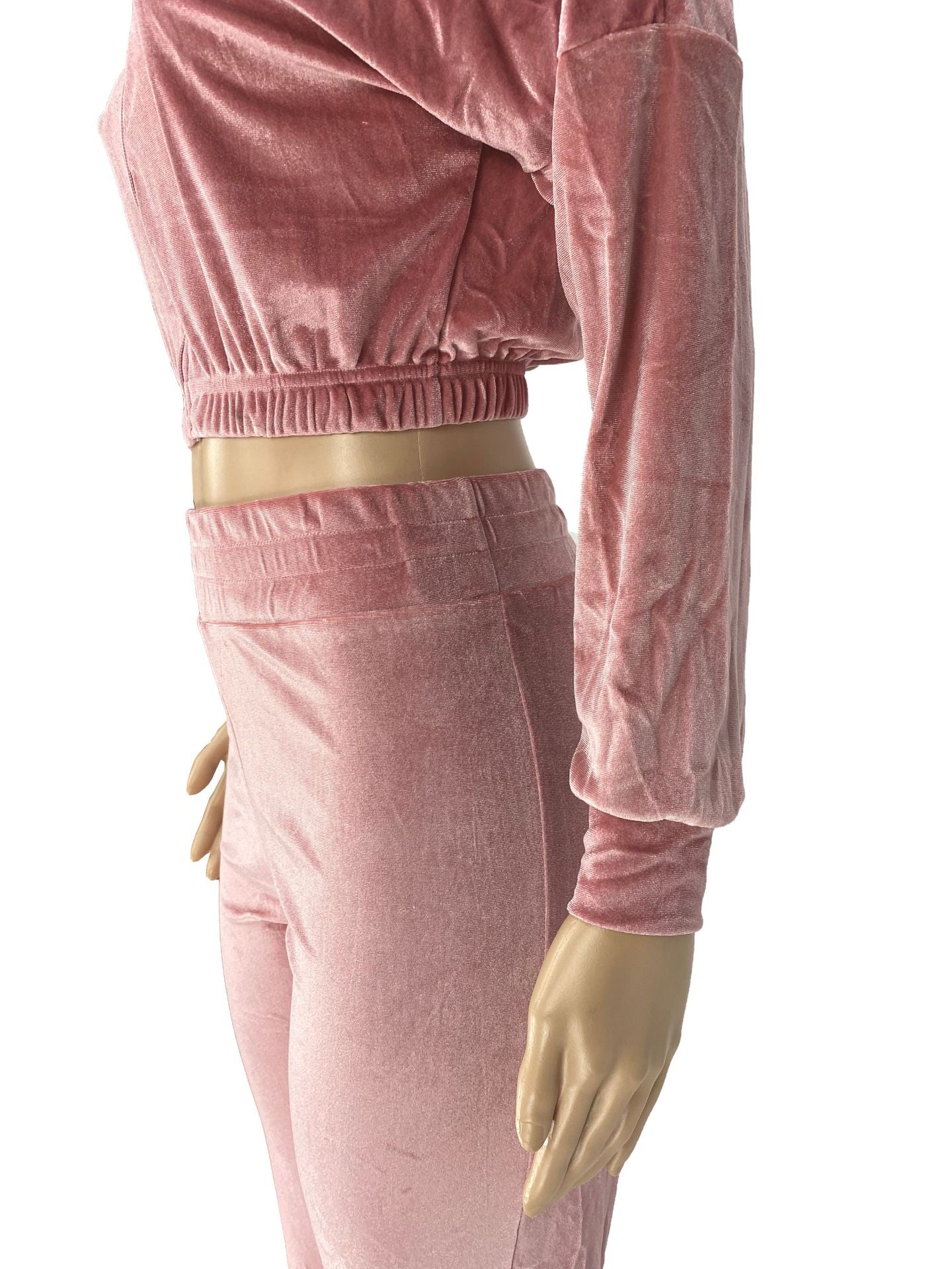 Fashion Women's Winter casual suits Long Sleeve Velvet Zipper Coat and Pants 2-piece sportswear set
