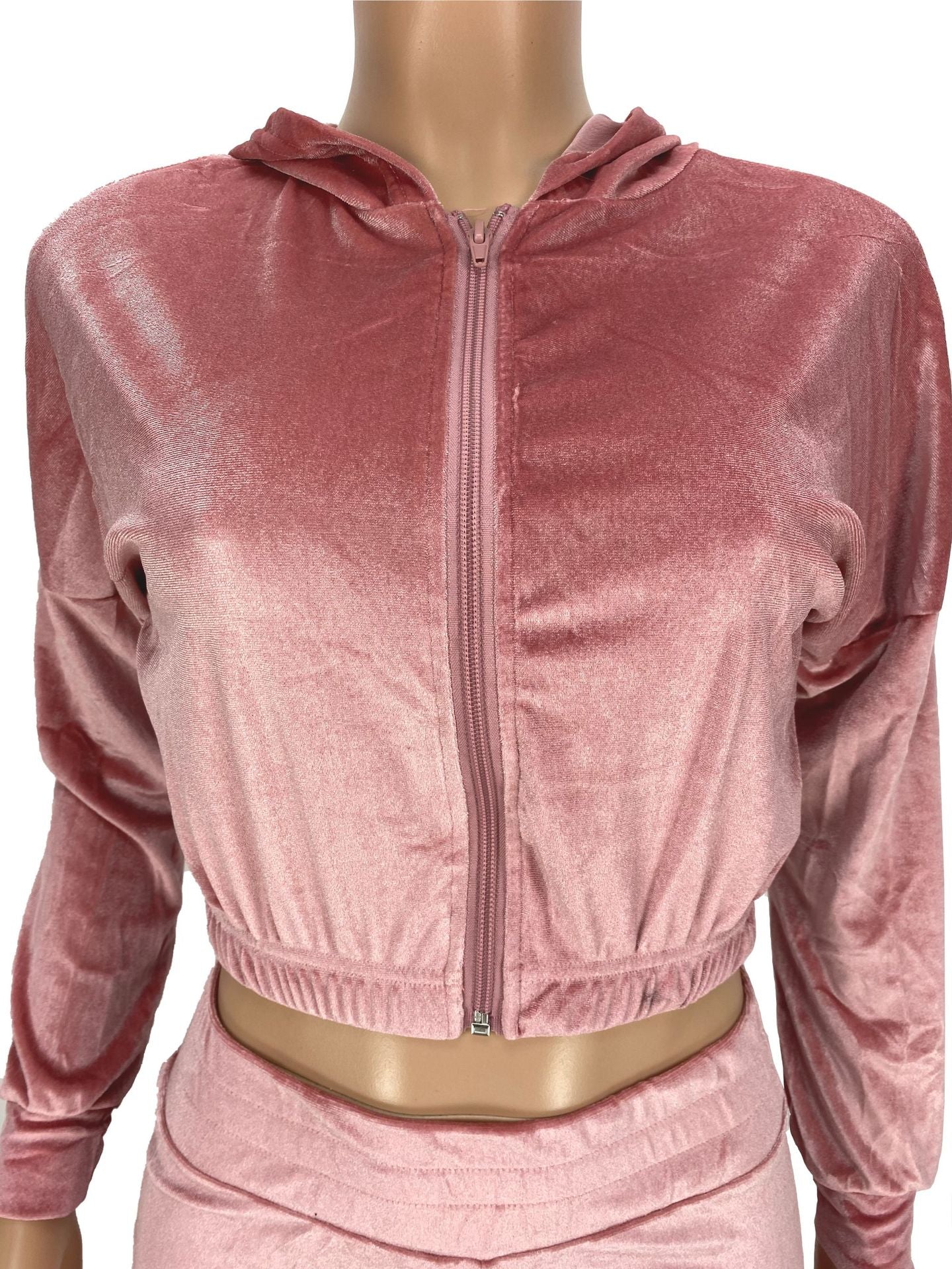 Fashion Women's Winter casual suits Long Sleeve Velvet Zipper Coat and Pants 2-piece sportswear set