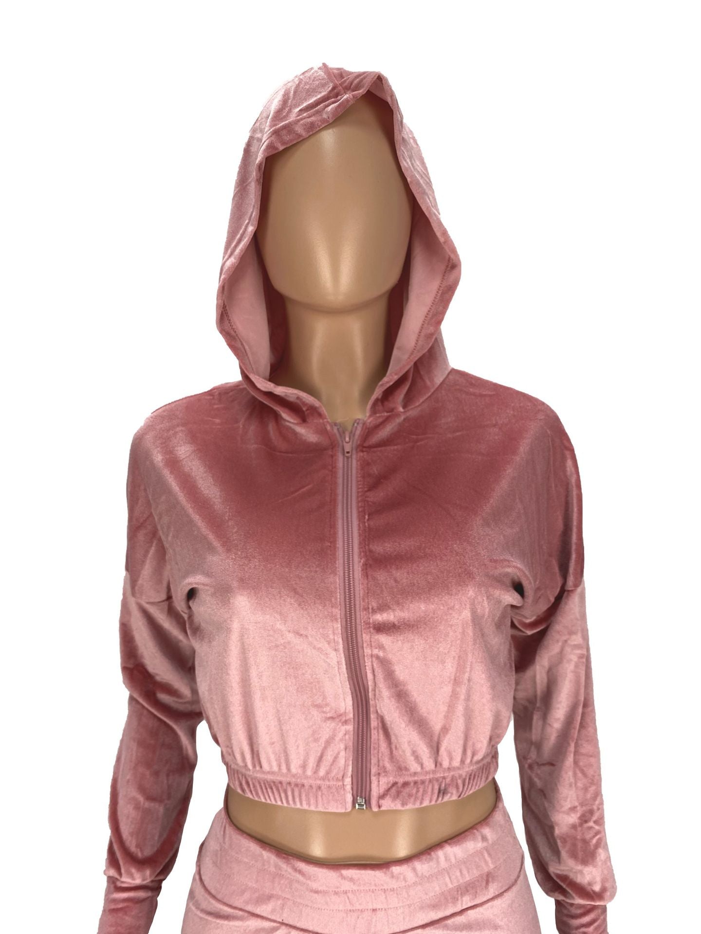 Fashion Women's Winter casual suits Long Sleeve Velvet Zipper Coat and Pants 2-piece sportswear set