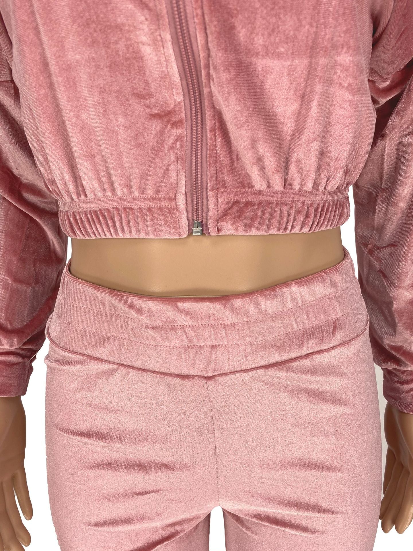 Fashion Women's Winter casual suits Long Sleeve Velvet Zipper Coat and Pants 2-piece sportswear set