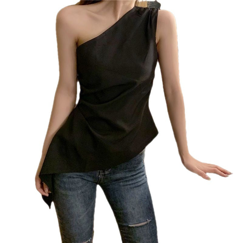Sexy and Stylish Slim-fit Women's Shirt Off-shoulder Irregular Summer T-shirt