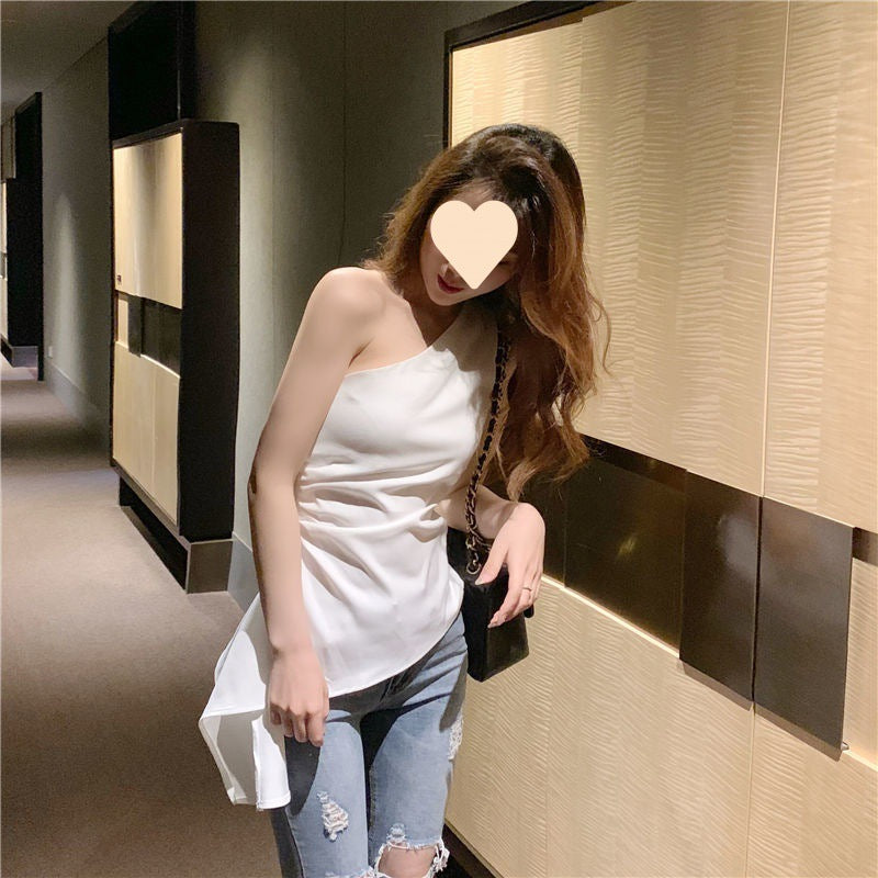 Sexy and Stylish Slim-fit Women's Shirt Off-shoulder Irregular Summer T-shirt