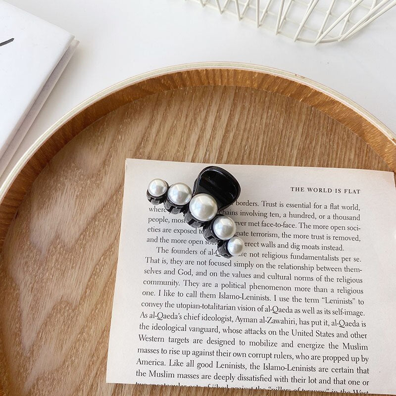 Women Elegant Big Pearls Hair Clip Acrylic Hair Claw Clips Big Size