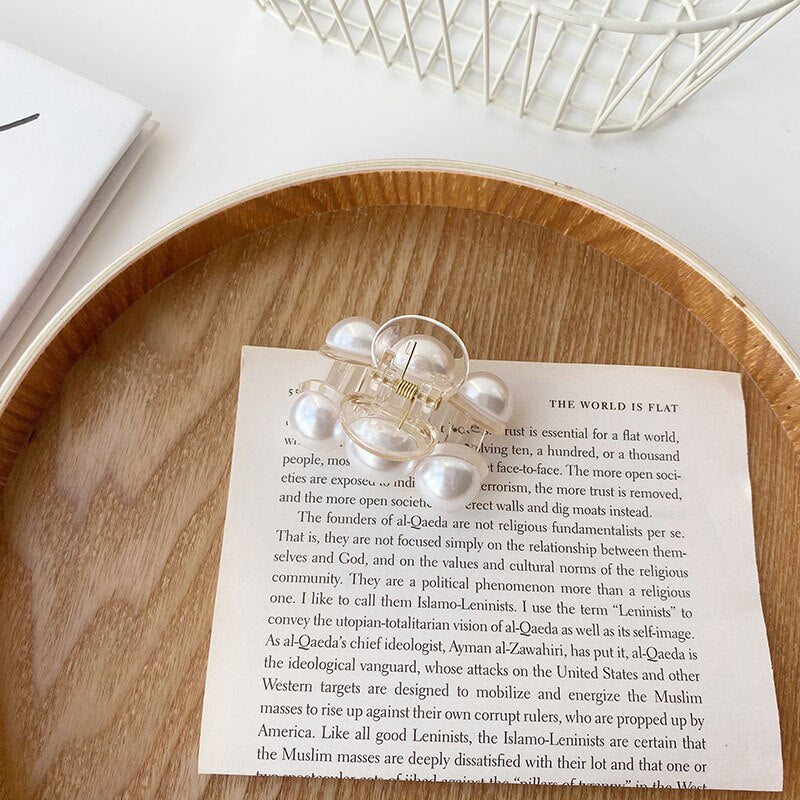 Women Elegant Big Pearls Hair Clip Acrylic Hair Claw Clips Big Size