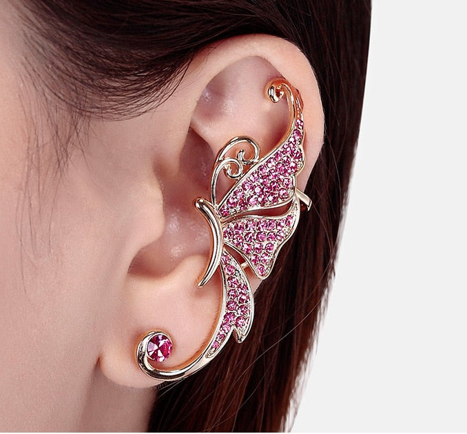 New Silver Plated Angel Wing Stylist Crystal Earrings Drop Dangle Ear Stud For Women