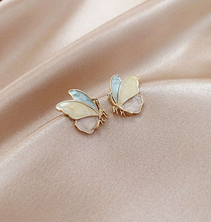 Women Trendy Long Butterfly Clip Earrings Hook Pearl Ear Clips Without Pierced Ears Chain Earrings