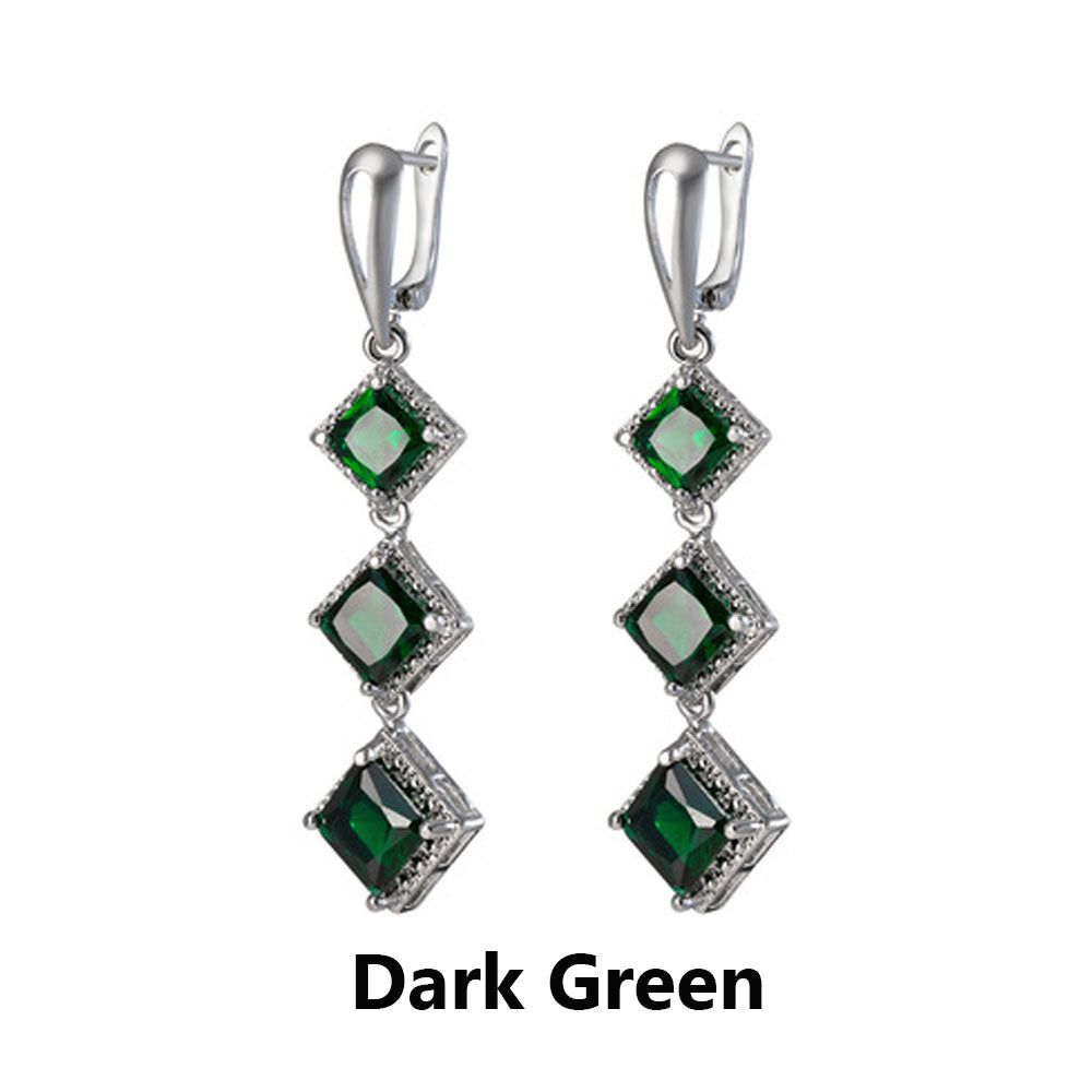 1 Pair Women Fashion Drop Earrings Retro Rhinestone Wedding Long Earring Jewerly Accessories