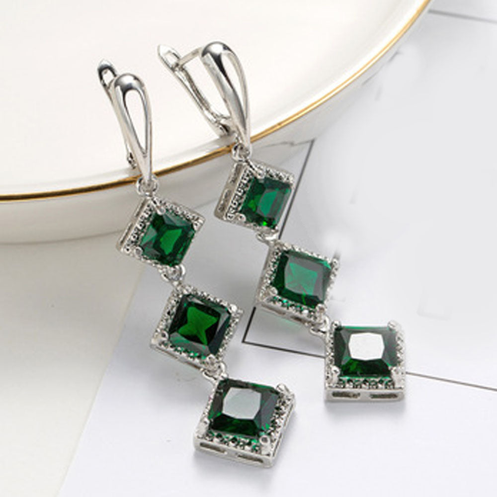 1 Pair Women Fashion Drop Earrings Retro Rhinestone Wedding Long Earring Jewerly Accessories