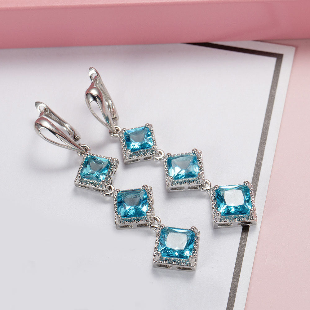 1 Pair Women Fashion Drop Earrings Retro Rhinestone Wedding Long Earring Jewerly Accessories