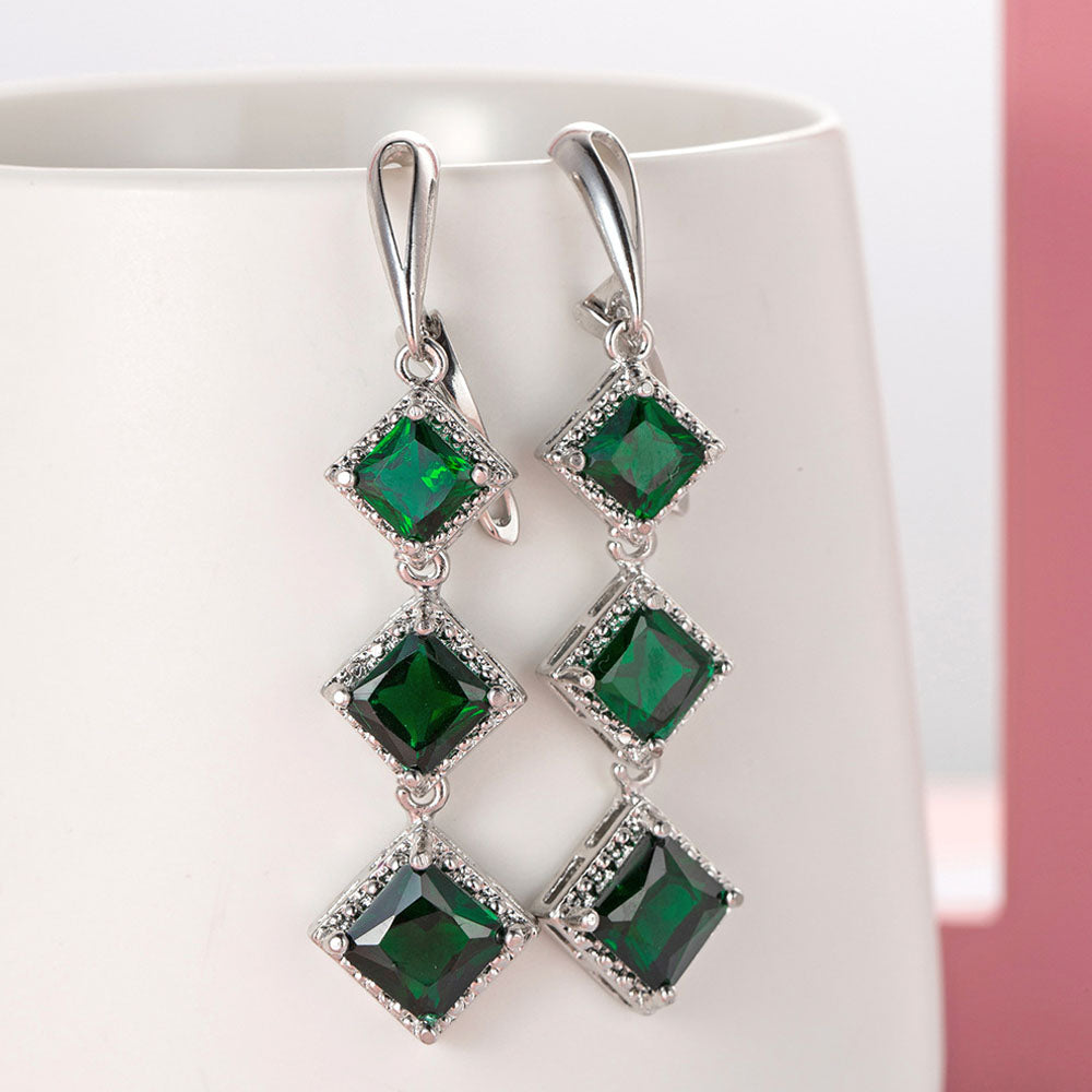 1 Pair Women Fashion Drop Earrings Retro Rhinestone Wedding Long Earring Jewerly Accessories