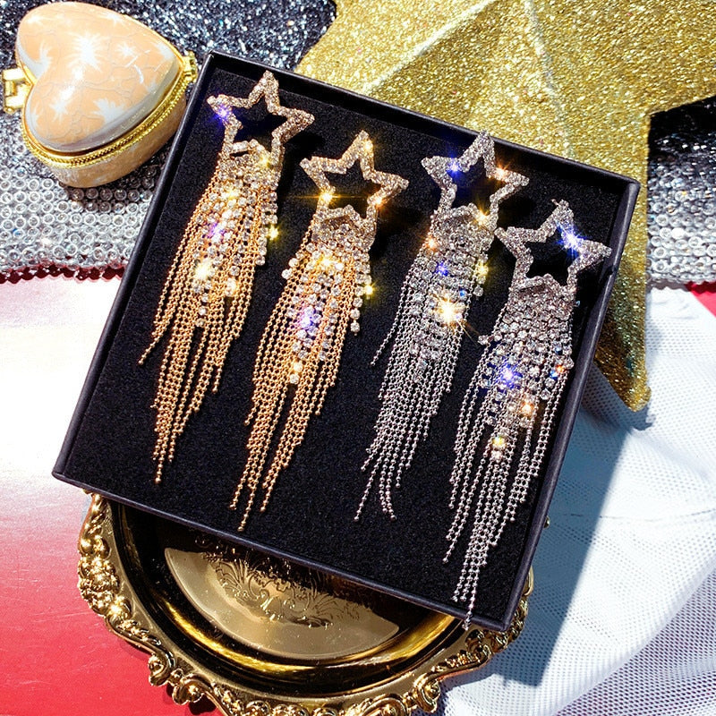 Fashion Long Tassel Crystal Earrings for Women