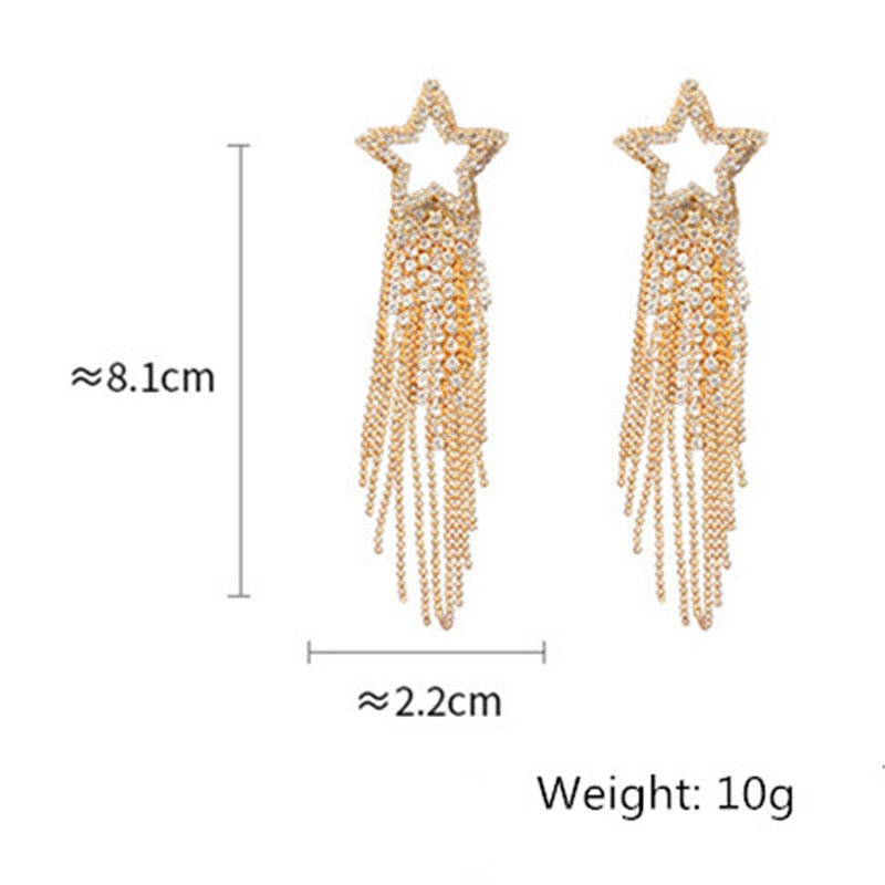 Fashion Long Tassel Crystal Earrings for Women