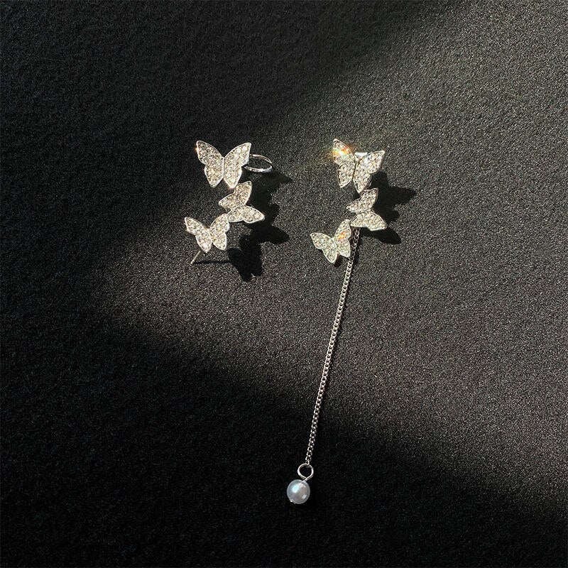 Elegant Cute Rhinestone Butterfly Stud Earrings For Women