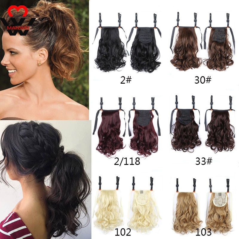 7 colors women short curl pony hair heat resistant synthetic drawstring hair extensions ponytail