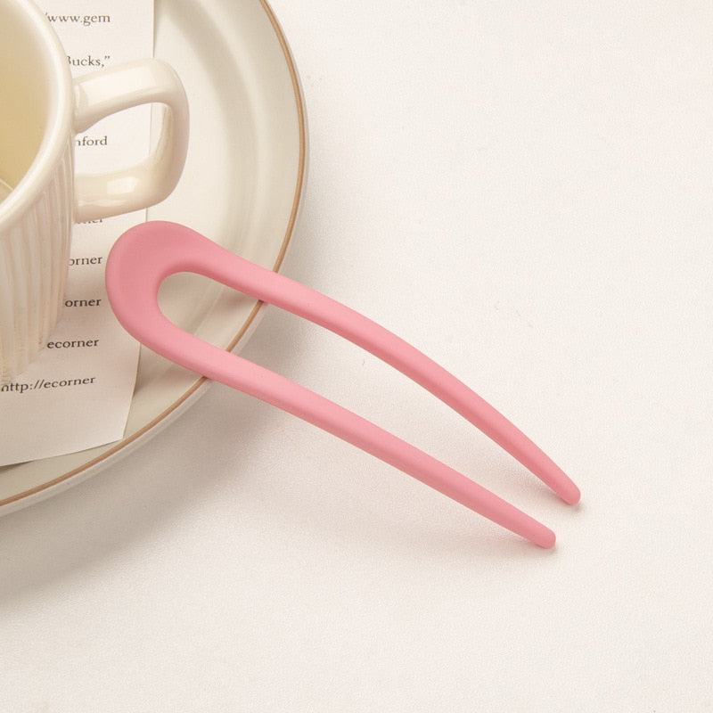 Fashion Candy Color U Shape Hair Clip Hair Sticks for Women