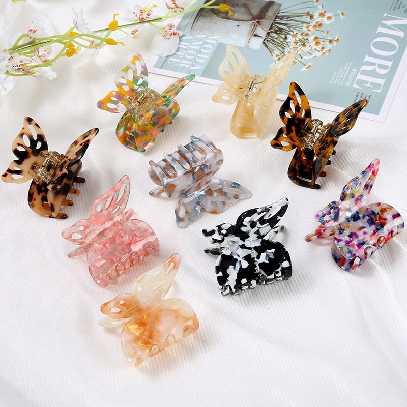 New Acetate Hair Claw Sweet Fairy Butterfly Hair Clip for Women Girls