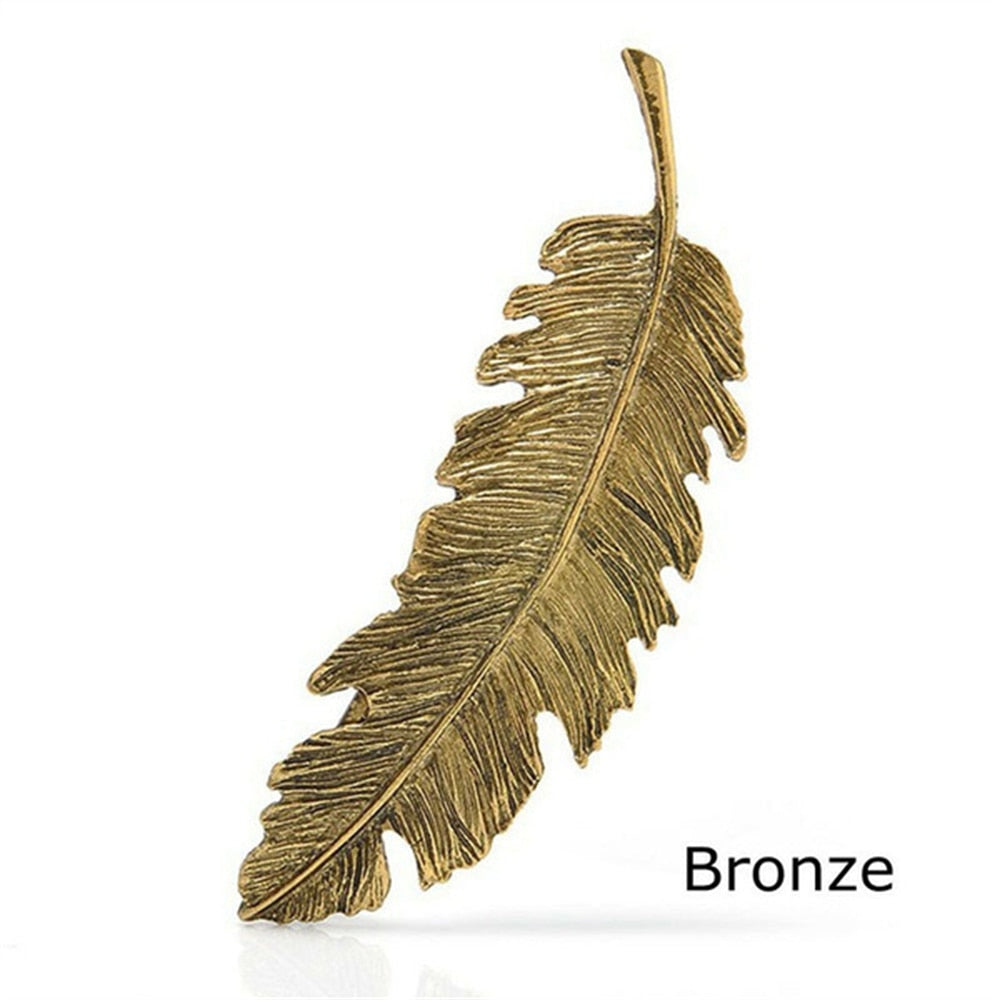 Women New Alloy Vintage Hair Clip Feather Leaf Shape Barrette Metal Hairpins