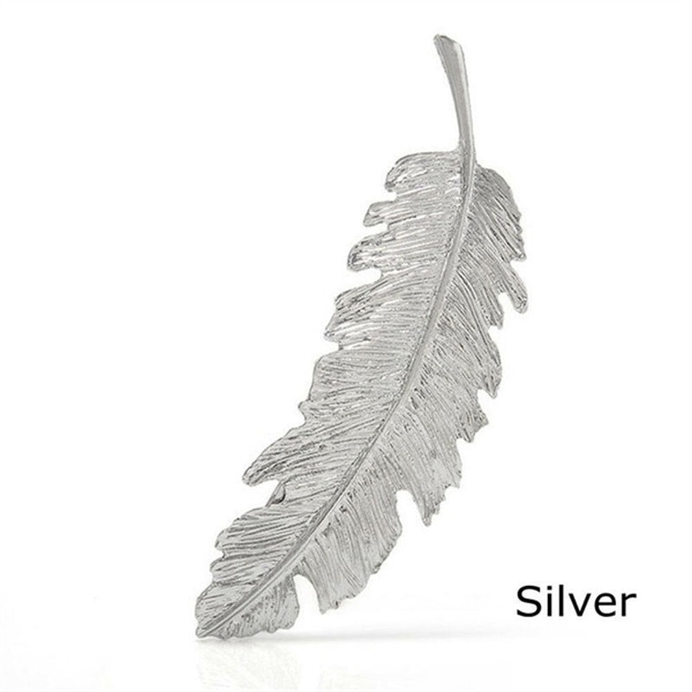 Women New Alloy Vintage Hair Clip Feather Leaf Shape Barrette Metal Hairpins