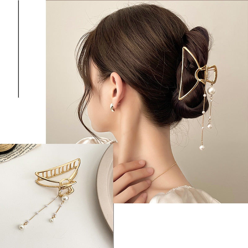 Pearl Hair Claw Clips for Women Big Size