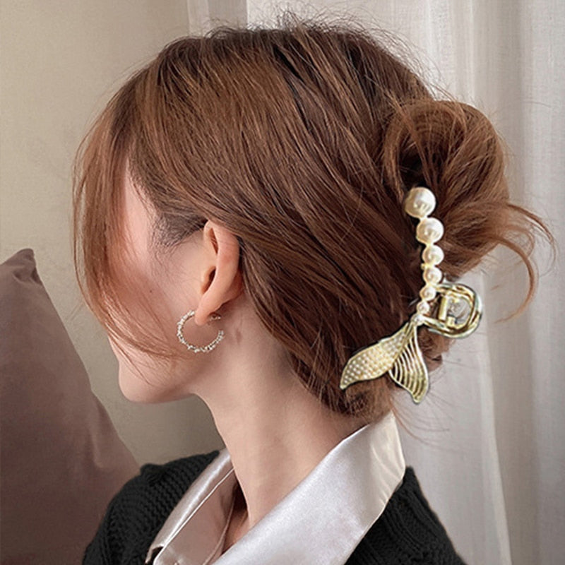 Pearl Hair Claw Clips for Women Big Size