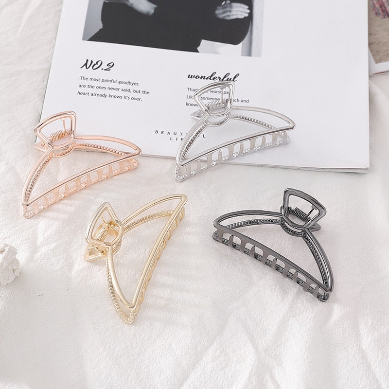 Women Girls Metal Hair Crab Moon Shape Hair Claw Clip Large Size
