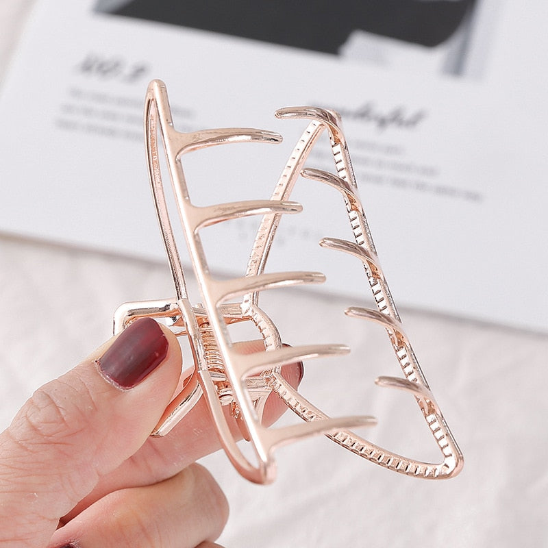 Women Girls Metal Hair Crab Moon Shape Hair Claw Clip Large Size