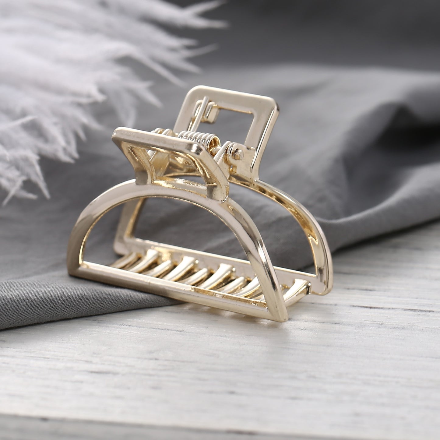 Women Girls Metal Hair Crab Moon Shape Hair Claw Clip Large Size