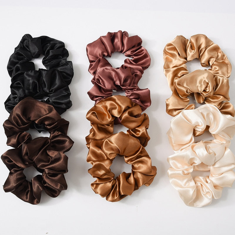 Women Silk Scrunchie Elastic Handmade Multicolor Hair Band Ponytail Holder
