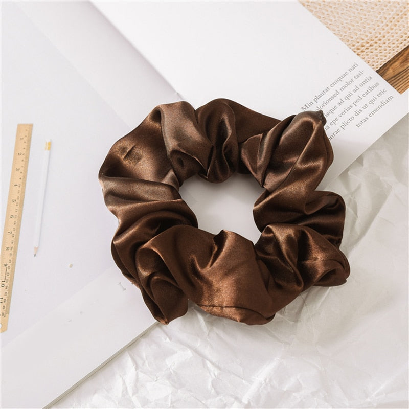 Women Silk Scrunchie Elastic Handmade Multicolor Hair Band Ponytail Holder