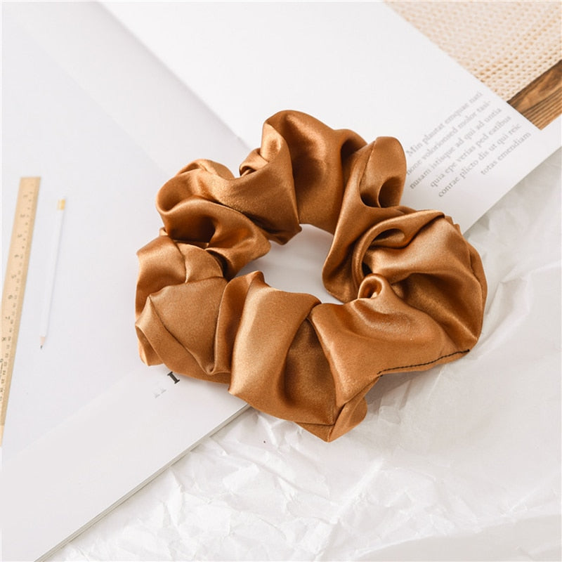 Women Silk Scrunchie Elastic Handmade Multicolor Hair Band Ponytail Holder