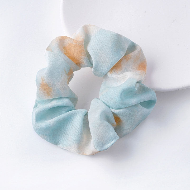 Women Silk Scrunchie Elastic Handmade Multicolor Hair Band Ponytail Holder