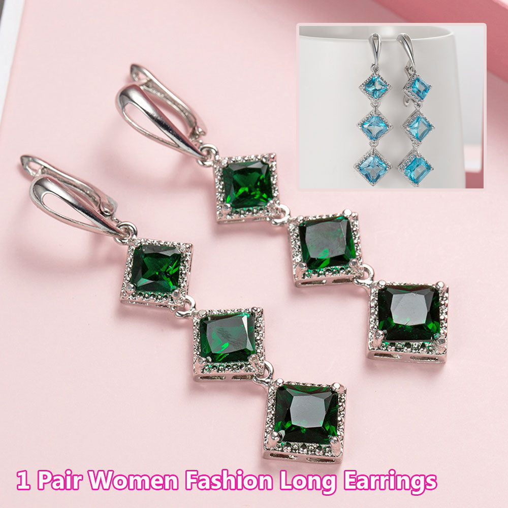 1 Pair Women Fashion Drop Earrings Retro Rhinestone Wedding Long Earring Jewerly Accessories