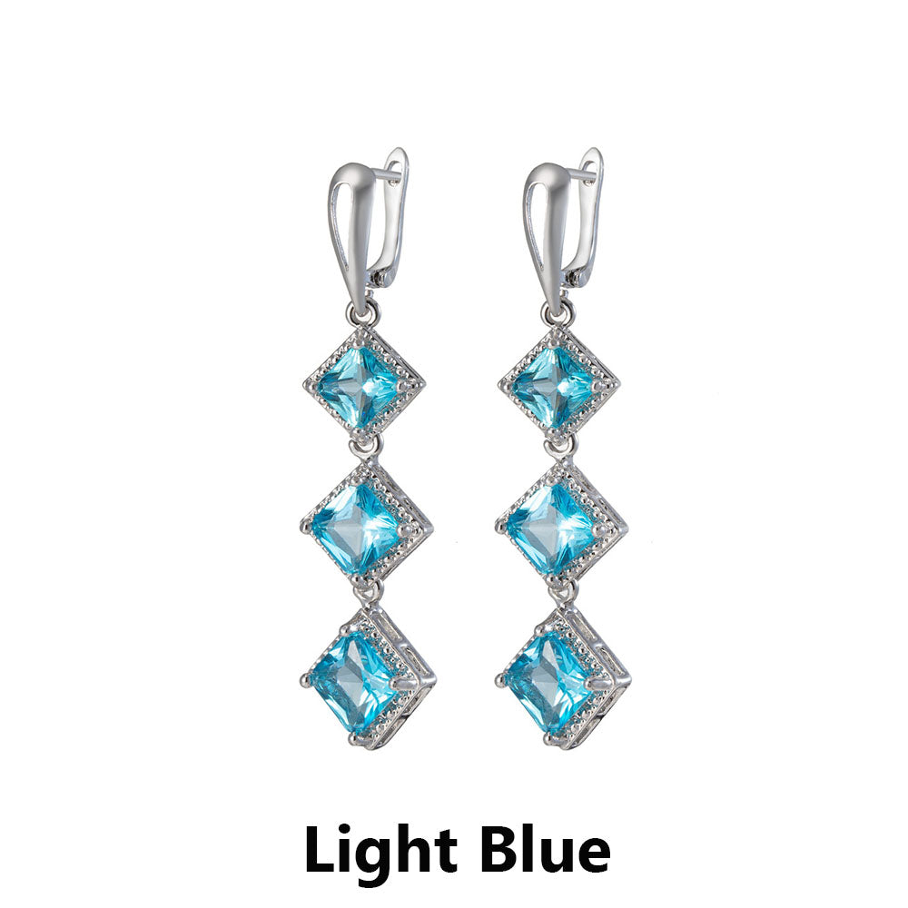 1 Pair Women Fashion Drop Earrings Retro Rhinestone Wedding Long Earring Jewerly Accessories