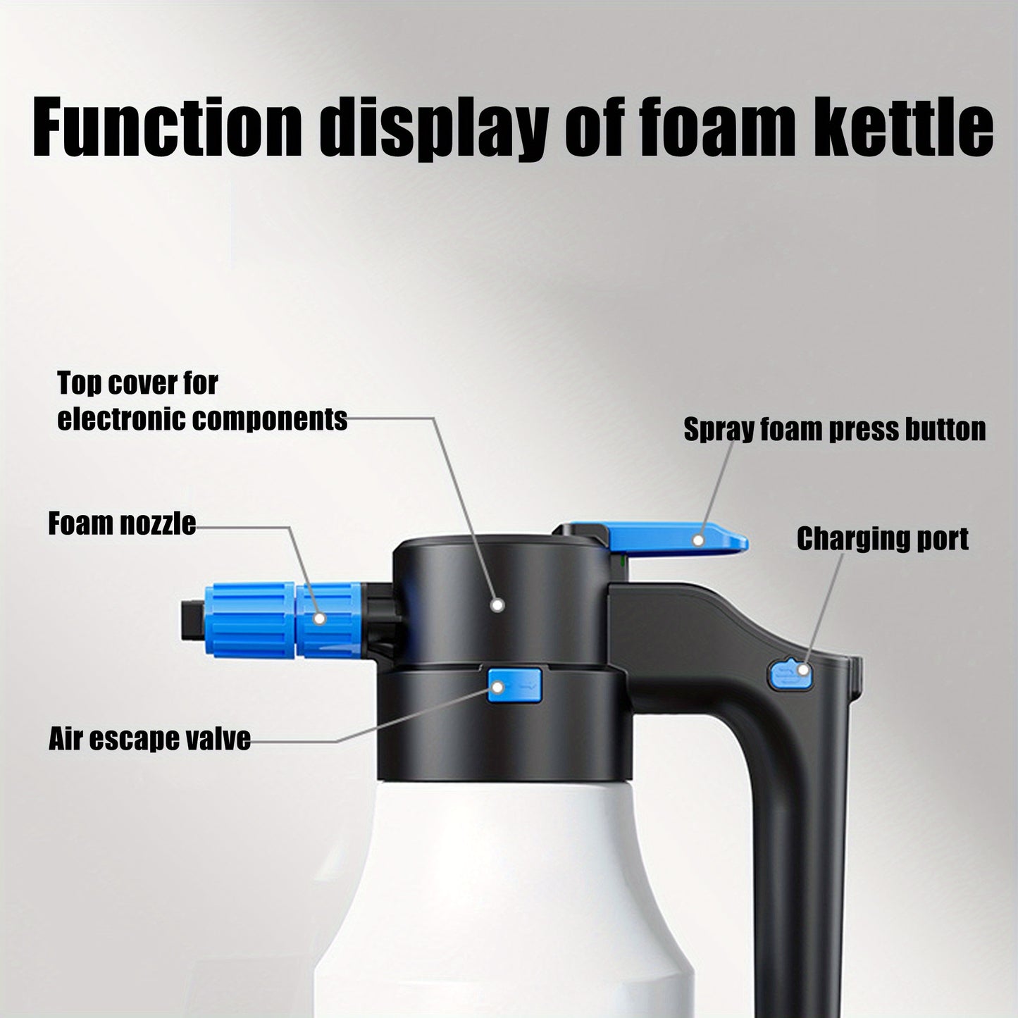 1.5L Electric Foam Sprayer, Car Wash Foam Generator, Car Wash Foam Spray Bottle, Handheld Sprayer Watering Can