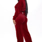 Fashion Women's Winter casual suits  Long Sleeve Velvet Zipper Coat and Pants 2-piece sportswear set