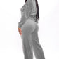 Fashion Women's Winter casual suits  Long Sleeve Velvet Zipper Coat and Pants 2-piece sportswear set