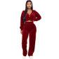 Fashion Women's Winter casual suits  Long Sleeve Velvet Zipper Coat and Pants 2-piece sportswear set