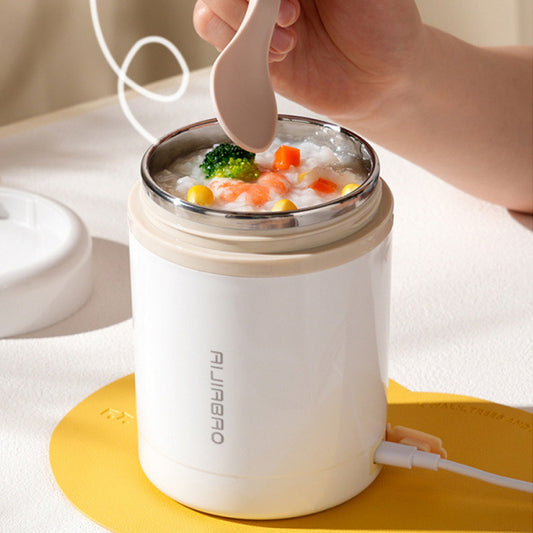 USB Portable Electric Heating Lunch Box Stainless Steel 55℃ Constant Temperature Food Warmer For Office Or outdoor Mini Soup And Porridge Heater