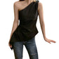 Sexy and Stylish Slim-fit Women's Shirt  Off-shoulder Irregular Summer T-shirt