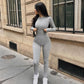 Autumn and winter women's new sexy buttocks tight high waisted sports and fitness jumpsuit pants