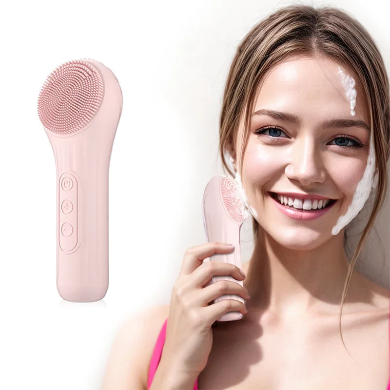 ultrasonic vibration cleanzer silicone wash machine 6 phase strength control thermal IPX7 grade waterproof rechargeable
