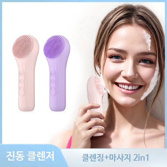 ultrasonic vibration cleanzer silicone wash machine 6 phase strength control thermal IPX7 grade waterproof rechargeable