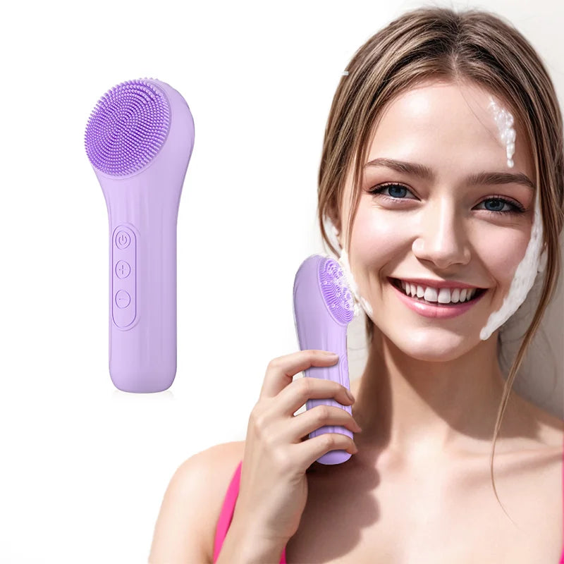 ultrasonic vibration cleanzer silicone wash machine 6 phase strength control thermal IPX7 grade waterproof rechargeable