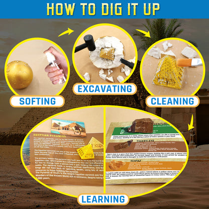 Ancient Wonders Dig Toys Kit, 6-in-1 Wonders of The World Excavating Toys Set, Dig Up 6 Earth’s Landmarks, Science Educational Toys Set, Geology Historic STEM Toy for Kid, Gift for Boy and Girl Age 6+