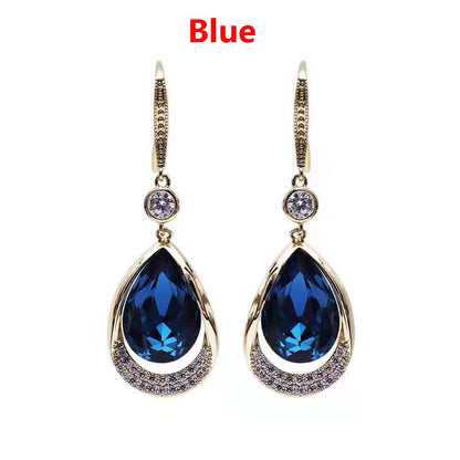 1 Pair Women Drop Eearring Fashion Wedding Party Rhinestone Earrings Jewerly Accessories