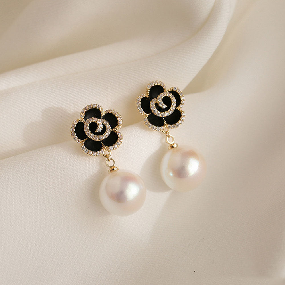 1 Pair Women Flower Pearls Earrings Fashion Elegant Drop Ear Stud Jewerly Accessories