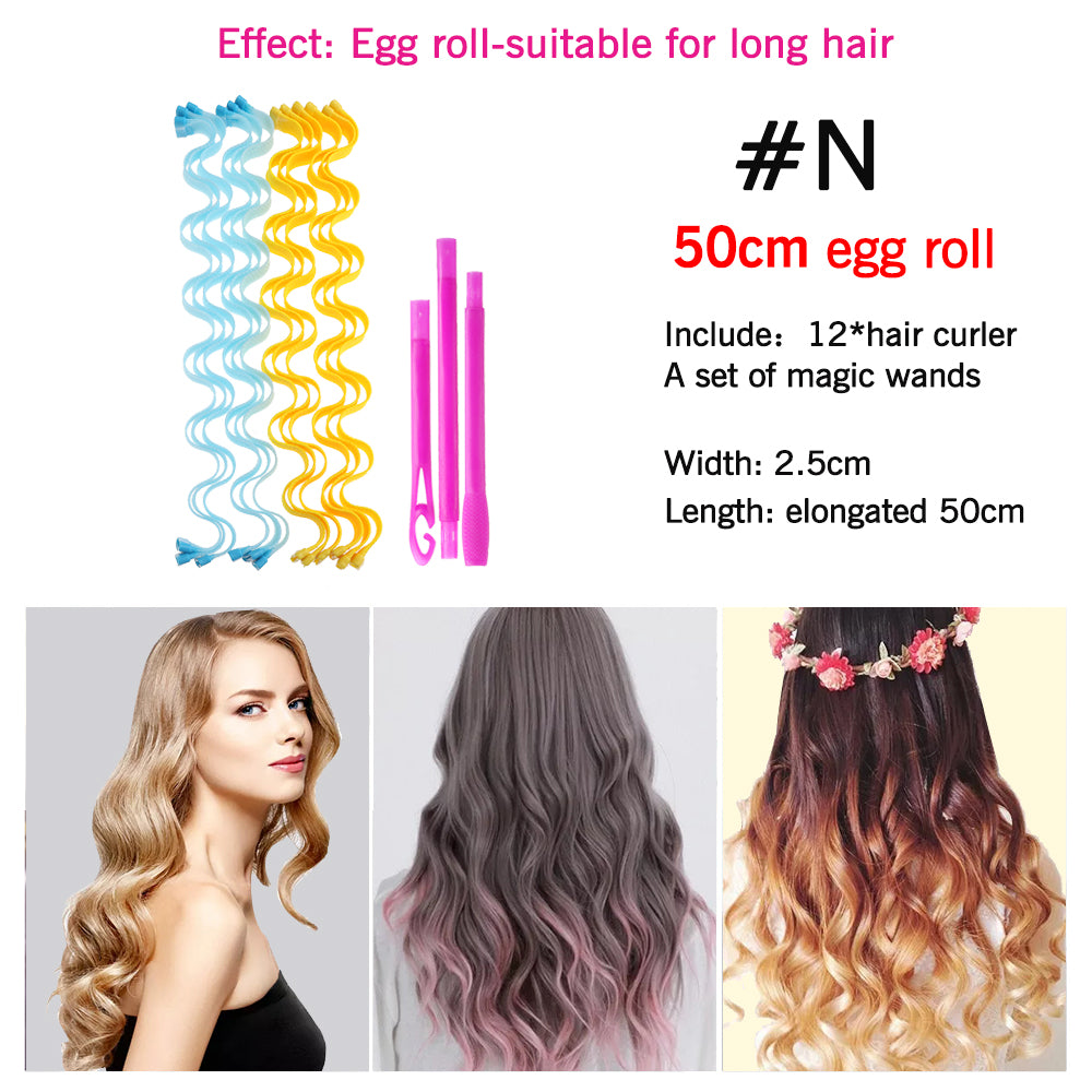 12PCS Magic Hair Curlers 25 30 45 50 65CM DIY Durable Portable Hairstyle Rollers Sticks