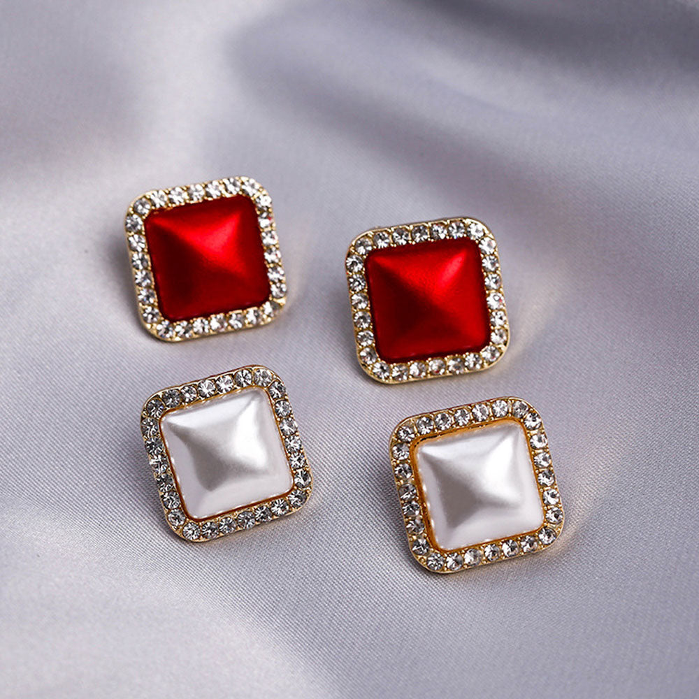 1 Pair Women Geometric Rhinestones Earrings Fashion Sweet Ear Stud Jewelry Accessories