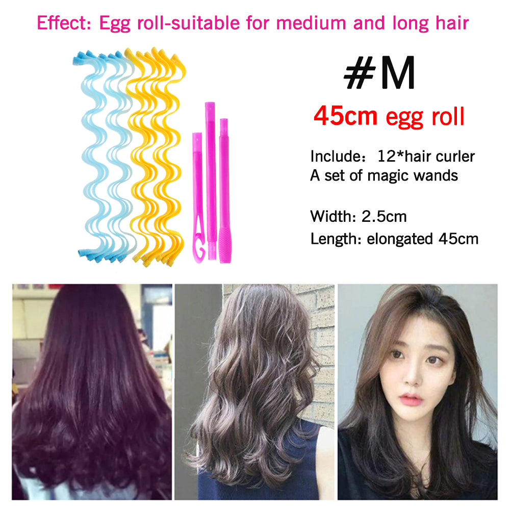 12PCS Magic Hair Curlers 25 30 45 50 65CM DIY Durable Portable Hairstyle Rollers Sticks